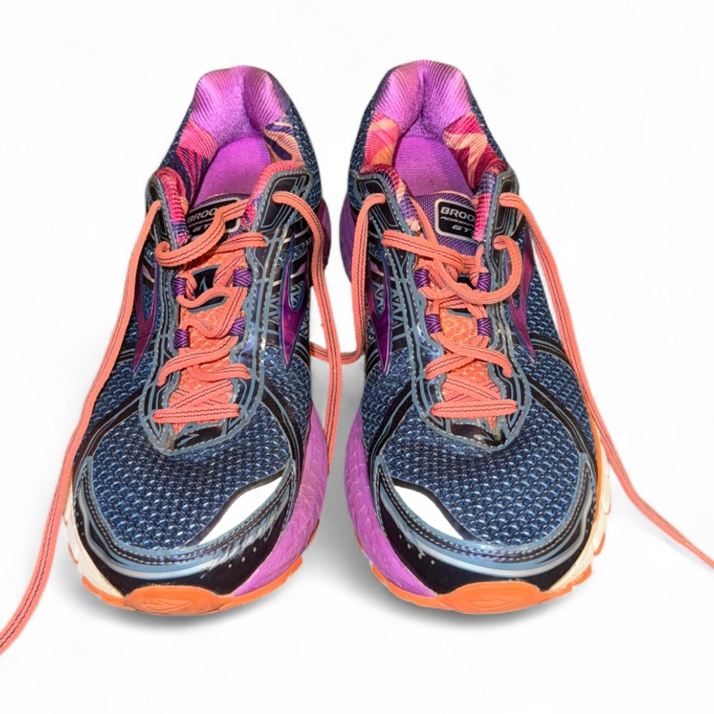 Brooks Adrenaline GTS 15 Running Shoes Womens 11 Purple Orange Athletic Sneaker